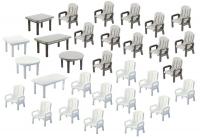 Vedi Scheda Faller 180439 - 24 Sedie da giardino e 6 Tavoli Faller - Scala  H0 